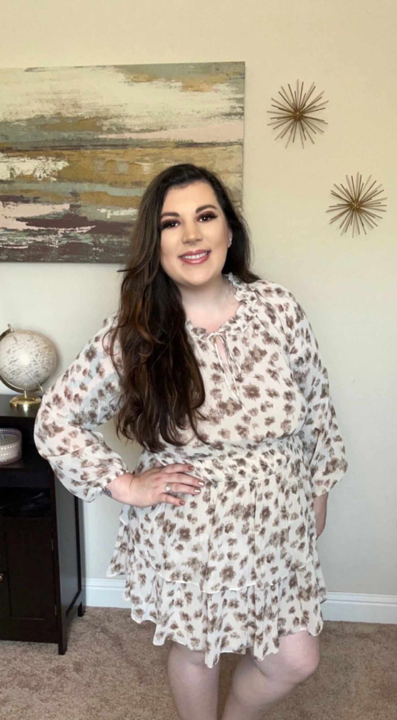 Floral Printed Smocked Waist Dress