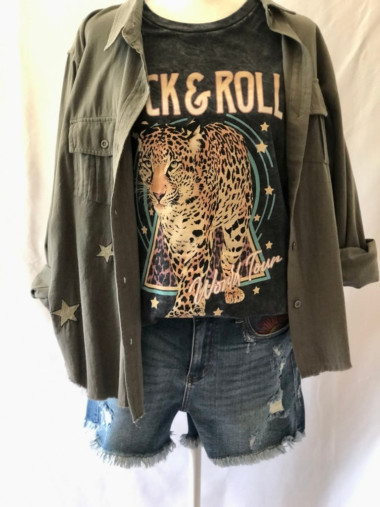 Embroidered Star Shacket