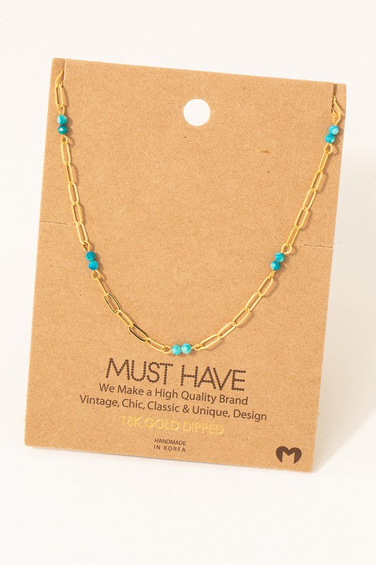Dainty Chain Link Bead Station Necklace