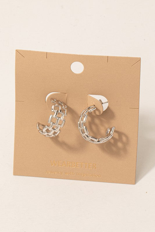 Square Chain Hoop Earrings