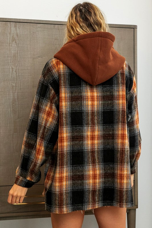 Plaid Hooded Shacket