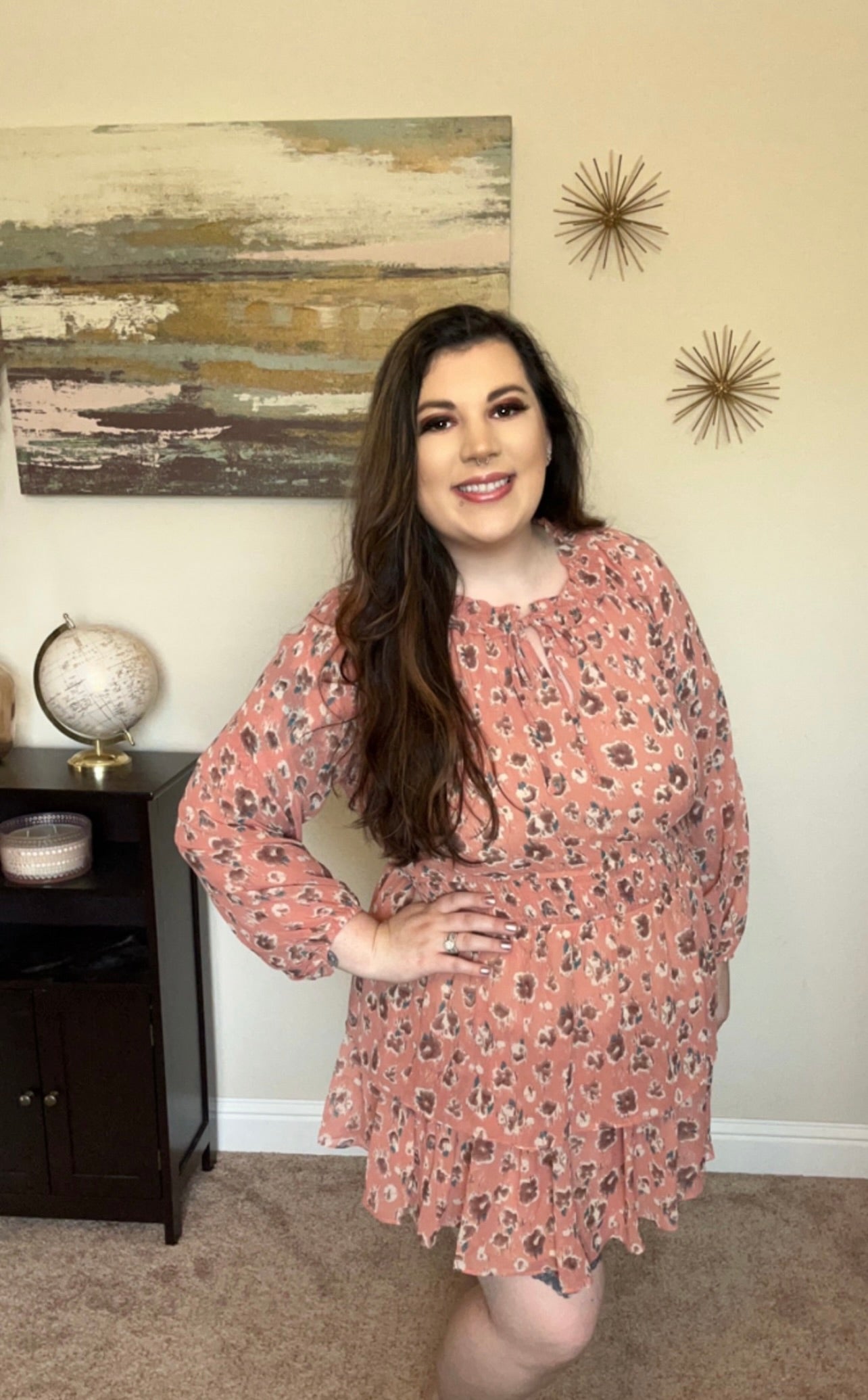 Floral Printed Smocked Waist Dress