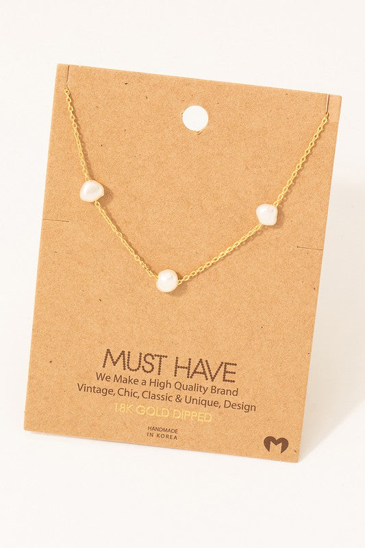 Dainty Three Mini Pearl Necklace