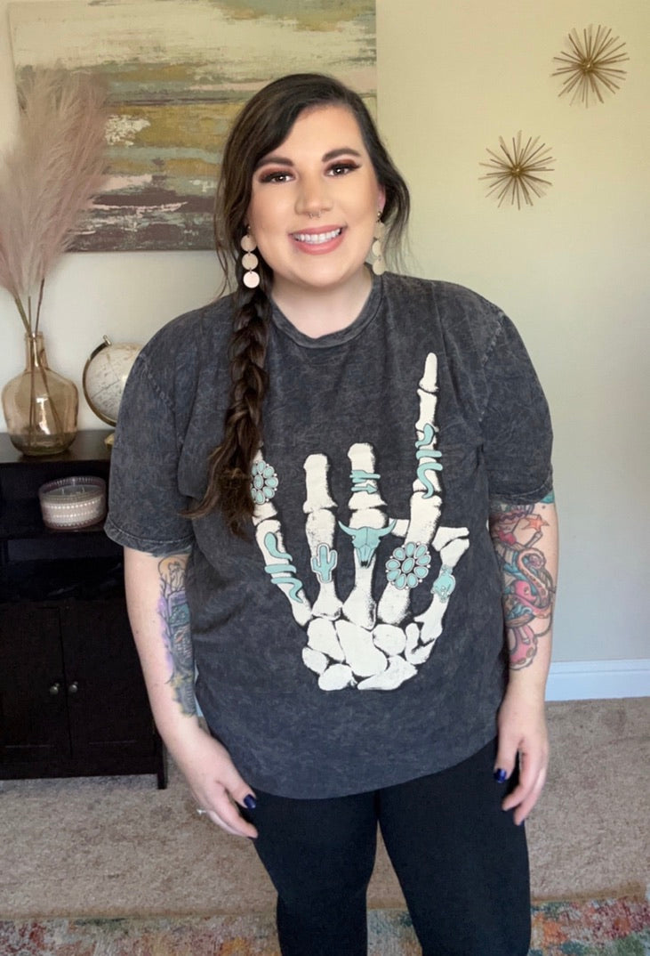 Skeleton Rock Hand T-Shirt