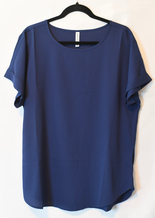 Rolled Sleeve Boat Neck Top