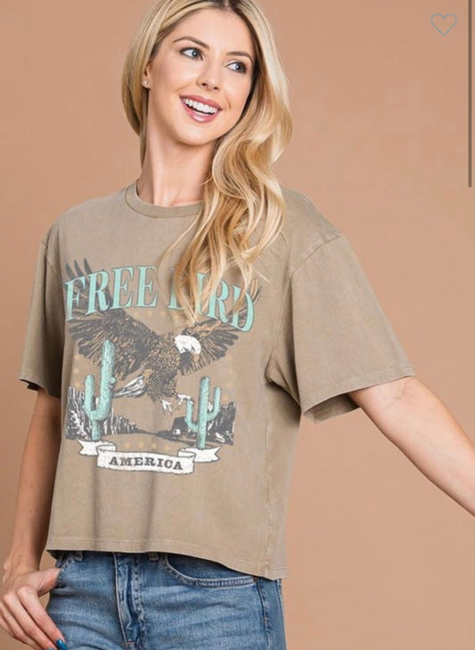 Free Bird Cropped Graphic T-Shirt